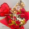 Floricultura Jacarei - Primavera Flores - Buque de 12 Rosas Vermelhas com Ferrero Rocher 150G